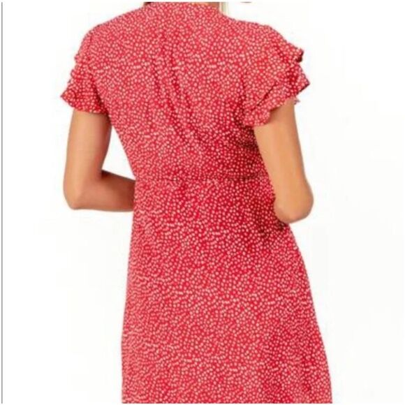 Silk blend Red Polka Dot Wrap Dress - Picture 15 of 16